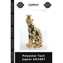 Carlburn Özel Üretim Dekoratif Figür Salon Aksesuar Ev Dekorasyonu Polyester Taclı Jaguar ALK1687