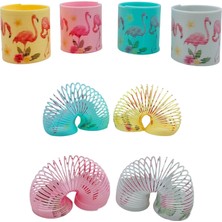 Limmy Flamingo Desenli Renkli Stres Yayı Oyuncak Stres Yayı - 5 cm Çapında - 1 Adet