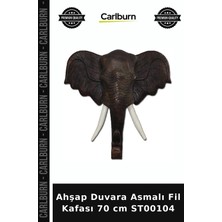 Carlburn Özel Üretim Duvar Dekoru Ev Aksesuarı Salon Süsü Ahşap Duvara Asmalı Fil Kafası 70 cm ST00104