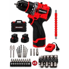 Dragro 21V Kömürsüz Darbeli Metal Şanzıman Çift Akülü Vidalama Full Setli
