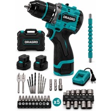 Dragro 21V Kömürsüz Darbeli Metal Şanzıman Çift Akülü Vidalama Full Setli