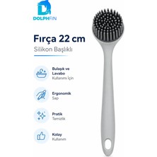 Dolphfin Silikon Başlıklı Bulaşık ve Lavabo Temizleme Fırçası 22 cm – Gri