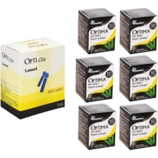 Tr Kan Şekeri Ölçüm Çubuğu (Strip) 6 KUTU(300 Adet) + 1 Kutu (100 Adet) Opti-Clix Parmak Delic