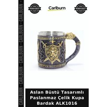 Carlburn Özel Üretim Tasarım Aslan Büstü Tasarımlı Paslanmaz Çelik Kupa Bardak ALK1016