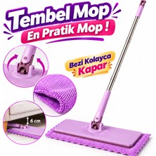 Aşkana Tembel Mop Otomatik Bez Tutucu Pratik Mop 120 cm Mikrofiber Bezli Duvar Cam Fayans Parke Yer Temizleme Mopu