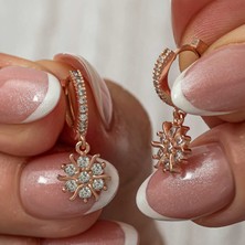 Bersel Butik Gümüş Rose Sallantılı Güneş Kadın Küpe