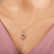 Bersel Butik 925 Ayar Gümüş Rose Nazarlı Göz Kolye