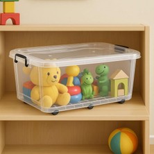 Tr 30 Litre Kapaklı Şeffaf Plastik Organizer Saklama Kutusu Oyuncak Kutusu