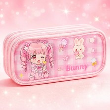 Maison Luré Renkli 3 Bölmeli Büyük Kapasiteli Kawaii Anime Kalemlik, Çok Renkli Tasarım Kalem Kutusu