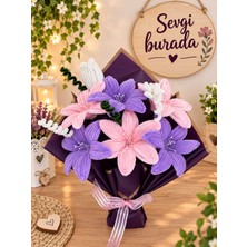 Sevgi Burada Pembe Lila Buket Hediyelik