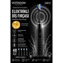 Marsilyan™- Şarjlı Diş Fırçası 15000 Vpm Titreşim Gücü, 500MAH Batarya, 5 Temizlik Modu Siyah