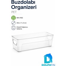 Dolphfin Ak 809 Şeffaf Pet Buzdolabı Organizeri Kulplu Düzenleyici Kutu 29,5X11X9 cm