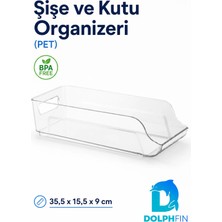 Dolphfin Ak 808 Şeffaf Pet Şişe ve Kutu Organizeri Buzdolabı Düzenleyici 35,5X15,5X9 cm