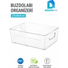 Dolphfin Ak 810 Şeffaf Pet Buzdolabı Organizeri Geniş Kulplu Düzenleyici Kutu 27X18X9 cm