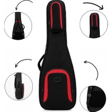 Erga Müzik Profesyonel Kalın Klasik Gitar Kılıfı-Çantası - Siyah - Kırmızı 1900 Denye Lüx Kumaş - %100 Su Geçirmez