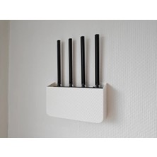 Alvera Duvar Tipi Wifi Modem Saklama Rafı Router Gizleme Askısı Kablo Çıkışlı Beyaz Modem Tutucu 23x13 cm