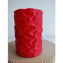 Alvera Buruşuk Kağıt Görünümlü Kalemlik Modern Masaüstü Organizer Dokulu Kalem Tutucu 10 cm - Kırmızı