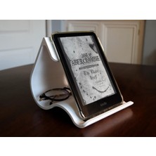 Alvera Kavisli Kitap ve Kindle Standı Okuma Istasyonu Dalgalı Kitap Tutucu Okuma Standı Beyaz