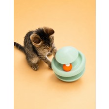 Alvera İki Toplu Kedi Oyuncağı Kule Etkileşimli Kedi Oyun Kulesi Toplu Parkur - Yeşil