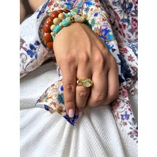 Dielna | Spark Rıng | Prehnit Taşlı Yüzük