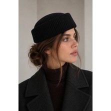 Külah Klh Studio Dept. Ribbed Wool Pillbox Şapka - Siyah