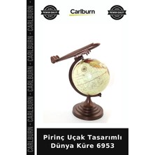 Carlburn Özel Üretim Dekoratif Ofis Hediye Masaüstü Biblo Pirinç Uçak Tasarımlı Dünya Küre 6953