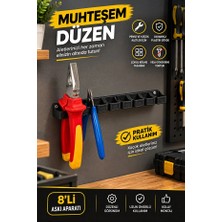 TUTACENTER 8’li Pense Askı Aparatı – Plastik Pense, Yan Keski ve Kargaburun Organizeri – Duvar Tipi El Aleti Düzenleyici