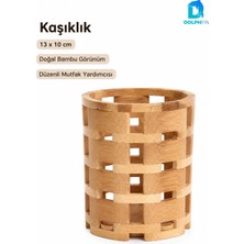 Dolphfin TYC5621FA4762C72B1301F000 Bambu Kaşıklık 13 x 10 cm Örgü Tasarımlı Mutfak Gereçleri Düzenleyici