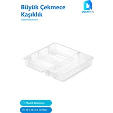 Dolphfin Ak 349 Şeffaf Plastik Büyük Çekmece Kaşıklık 39 x 39 x 5,5 cm