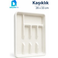 Dolphfin DF-KS01 26X33 cm Bölmeli Kaşıklık Beyaz Çekmece Içi Çatal Kaşık Bıçak Düzenleyici Organizer