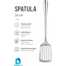 Dolphfin Df-Dsp-26 26 cm Paslanmaz Çelik Delikli Servis Spatulası Uzun Saplı Geniş Yüzeyli