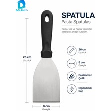 Dolphfin DLP-PST-SPT-26X8 Pasta Spatulası 26 cm Paslanmaz Çelik Geniş Yüzeyli Kek Börek Lazanya Servis Spatulası 26X8 cm