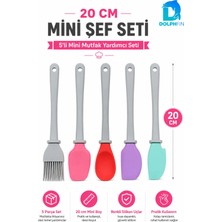 Dolphfin Dlp-Mnı-Sef-5lı 5’li Mini Şef Seti 20 cm Silikon Spatula Fırça Mutfak Yardımcı Pasta Hamur Seti