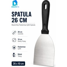 Dolphfin DLP-BYK-SPT-26CM Büyük Boy Spatula 26 cm Paslanmaz Çelik Geniş Yüzeyli Servis Spatulası Börek Pasta Lazanya Sunum Aparatı