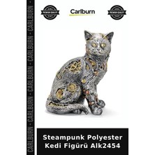 Carlburn Özel Üretim Dekoratif Hediyelik Ev Aksesuarı Steampunk Polyester Kedi Figürü ALK2454