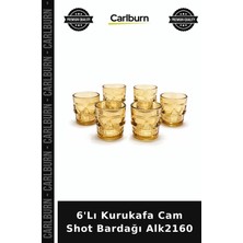 Carlburn Özel Üretim Parti Bar Sunum Tasarım Korku Dekoratif 6'lı Kurukafa Cam Shot Bardağı ALK2160