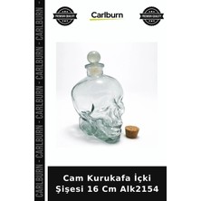 Carlburn Özel Üretim Dekoratif Bar Parti Gotik Alkol Sunum Ev Aksesuar Cam Kurukafa Içki Şişesi 16 cm ALK2154