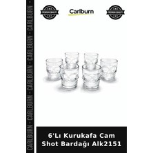 Carlburn Özel Üretim Parti Bar Eglence Sunum Tasarim Korku Konsept Ev 6'lı Kurukafa Cam Shot Bardağı ALK2151