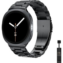 Str Store Samsung Galaxy Watch 9 / Watch 8 (40MM/44MM) ve Watch 8 Classic (46MM) Uyumlu Üç Bakla Paslanmaz Çelik Kordon – Boşluksuz (No Gap) Tasarım, Dolu Metal, Baklası Çıkarılabilir Kayış
