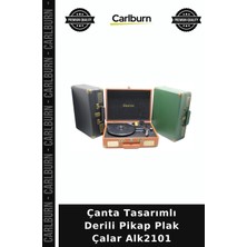 Carlburn Özel Üretim Retro Dekoratif Müzik Hediye Nostaljik Çanta Tasarımlı Derili Pikap Plak Çalar ALK2101