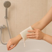Str Store Pamuklu File Duş Sabunluk Kesesi, Kordonlu, 3'lü Set, Krem Rengi