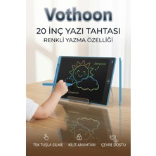 Emt Pazarlama® 20 Inc Renkli LCD Grafik Dijital Kalemli Çizim Tableti Yazı Tahta Not Yazma Eğitim Tableti Mavi