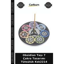 Carlburn Özel Üretim Doğal Taş Dekoratif Hediyelik Obsidian Taşı 7 Çakra ( Chakra ) Tasarımı Tütsülük KSK2214