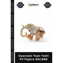 Carlburn Özel Üretim Dekoratif Hediyelik Şık Koleksiyon Swaroski Taşlı Tekli Fil Figürü ALK1886