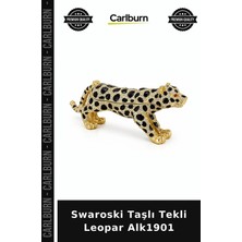 Carlburn Özel Üretim Şık Aksesuar Tasarım Kadın Parıltılı Swaroski Taşlı Tekli Leopar ALK1901