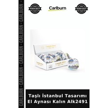 Carlburn Özel Üretim Hediyelik Dekoratif Şık Kişisel Bakım Taşlı Istanbul Tasarımı El Aynası Kalın ALK2491