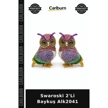 Carlburn Özel Üretim Dekoratif Figür Ev Aksesuarı Koleksiyon Hediyelik Swaroski 2'li Baykuş ALK2041
