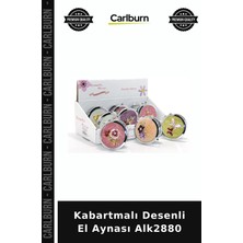 Carlburn Özel Üretim Makyaj Aksesuar Çeyiz Hediyelik Tarz Kişisel Bakım Kabartmalı Desenli El Aynası ALK2880