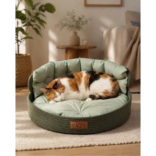 Maison Luré Yeşil Jüt Sepet Pet Yatağı, Su Geçirmez ve Konforlu Köpek/kedi Için Kedi ve Köpek Yatağı