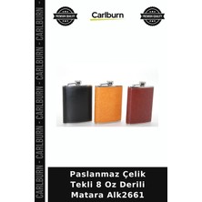 Carlburn Özel Üretim Hediye Paslanmaz Çelik Tekli 8 Oz Derili Matara ALK2661
